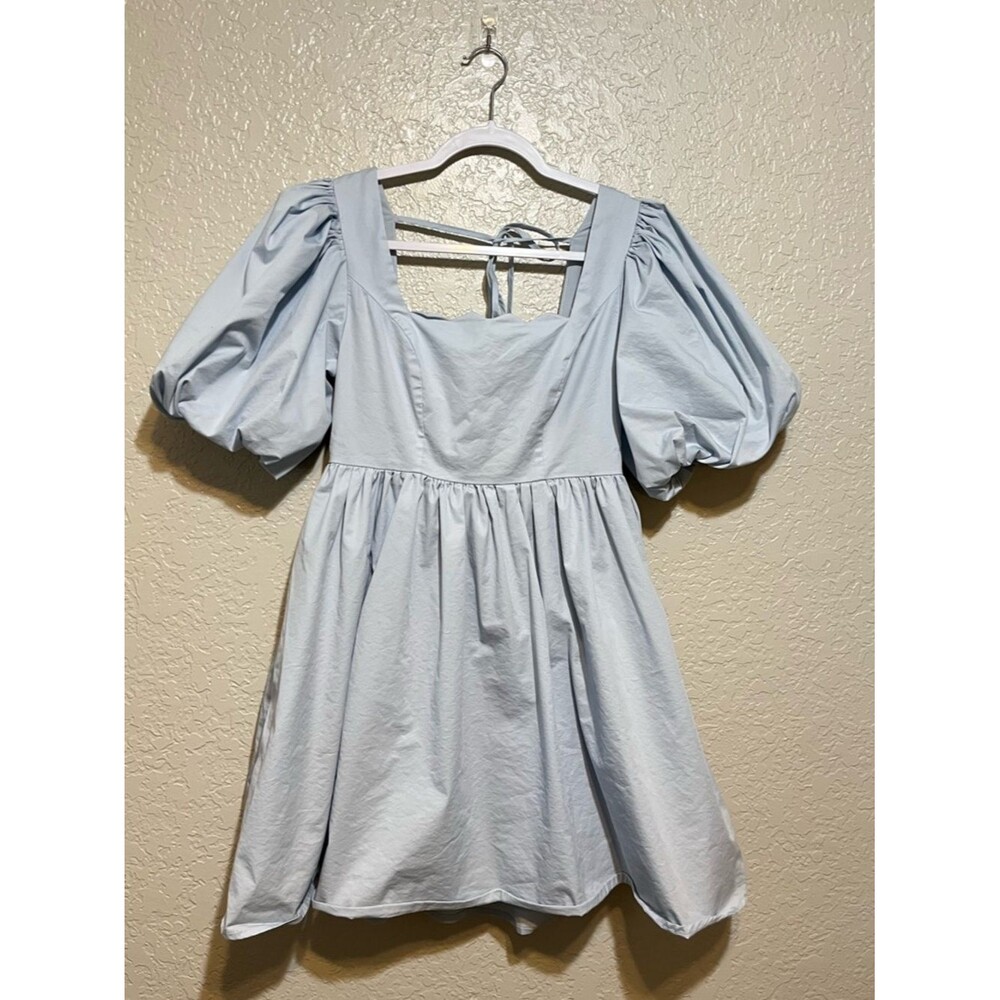 Mable Light Blue Puff Sleeve Babydoll Dress Size Small